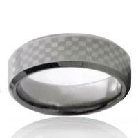 8mm Flat Tungsten Band with Checkerboard Pattern
