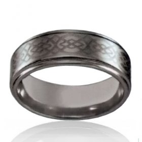 8mm Tungsten Celtic Knot Flat Band