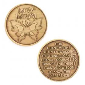 Let Go Let God Butterfly Serenity Prayer Medallion