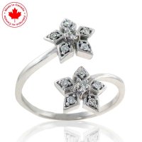 Open Style Diamond Star 10K White Gold Ring