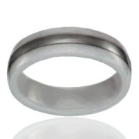 White Ceramic and Single Line Tungsten 6mm Band