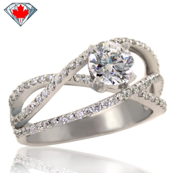 1.28ct. tw Fancy Band Canadian Diamond Engagement Ring - Click Image to Close