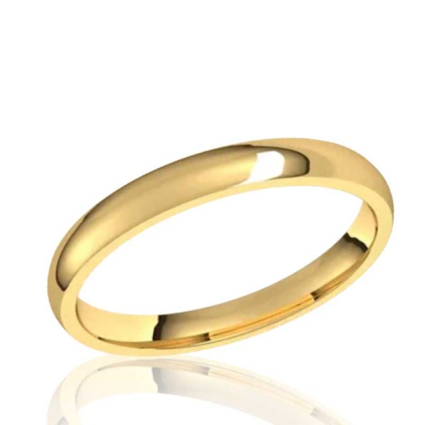2.5mm Half Round Comfort Fit Band in 10K Yellow Gold - Click Image to Close