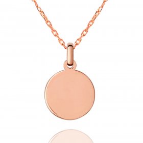 10K Rose Gold Engravable Circle Pendant Necklace
