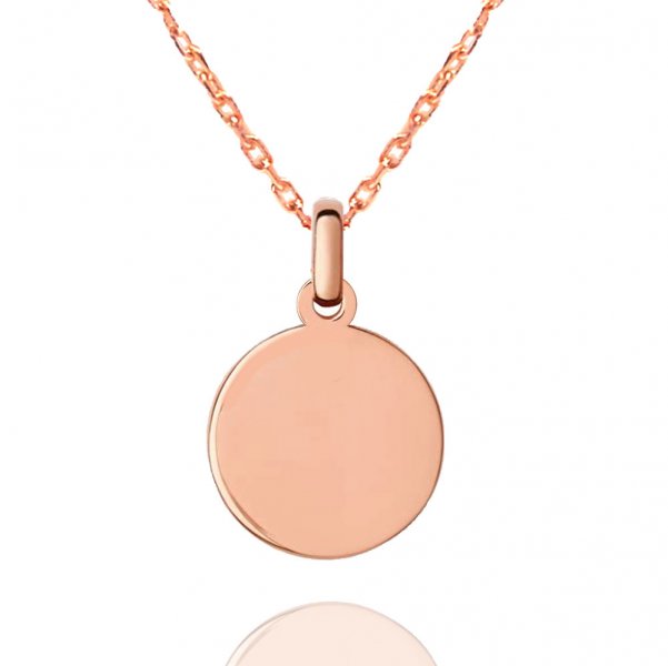 10K Rose Gold Engravable Circle Pendant Necklace - Click Image to Close