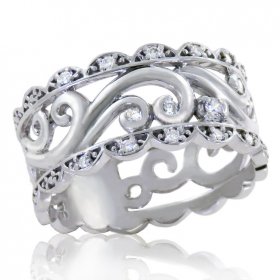 Filigree Curly 10K Diamond Ring