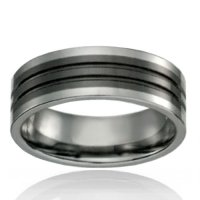 Tungsten 8mm Band with Double Line Black Ceramic