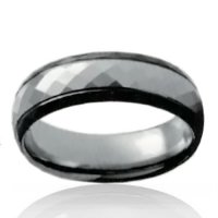8mm Two Tone Tungsten Faceted Band