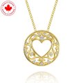 Filigree Heart in Circle 10K Gold Diamond Pendant
