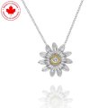 Diamond Flower Pendant in 10K White and Yellow Gold