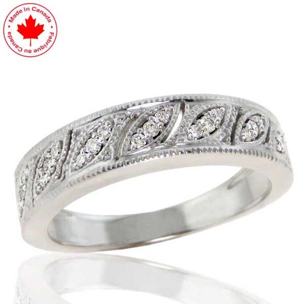 Faux Marquise Style Diamond Band in 10K White Gold - Click Image to Close