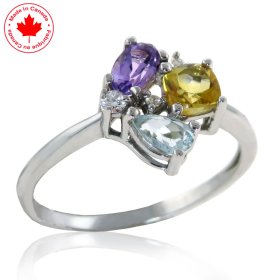 Gemstone and Diamond Multi-stone Ring in 10KW