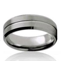 8mm Tungsten Flat Band with Embossed Line