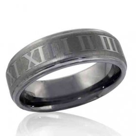 Roman Numeral 12 Step Tungsten Ring