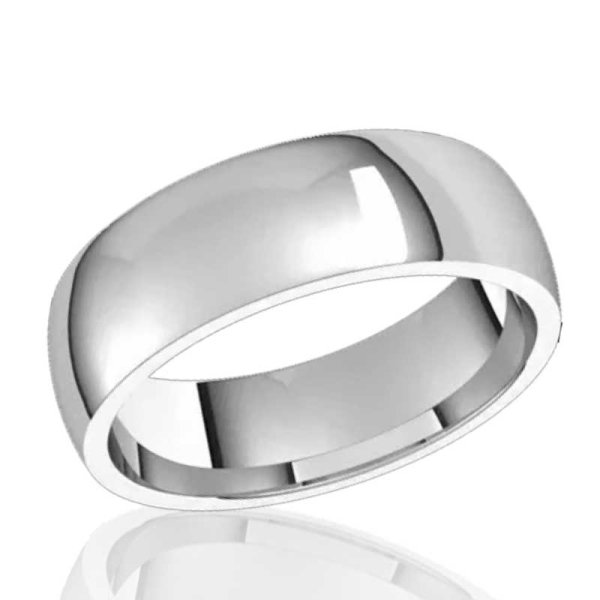 6mm Half Round Comfort Fit Band in 10K White Gold - Click Image to Close