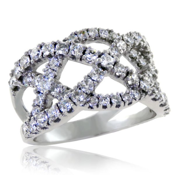 .765ct tw Diamond Criss-cross Bling Ring - Click Image to Close