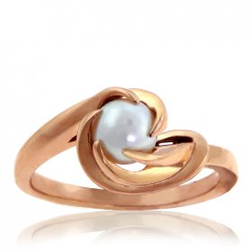 Genuine Pearl and 10K Rose Gold Ring