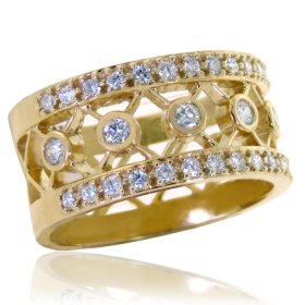 (image for) Wide 10K Claw and Bezel Set Diamond Ring