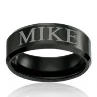 8mm Black Tungsten Band With Name