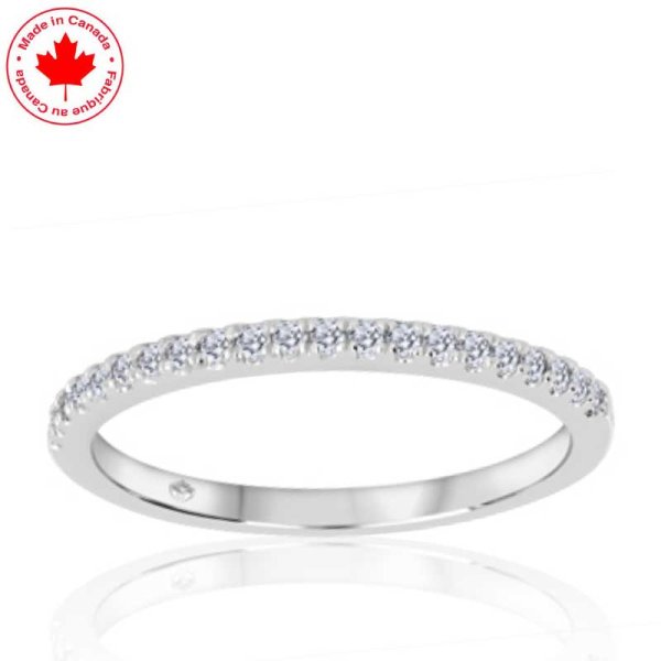 Dainty Natural Diamond Band in 14K White Gold - Click Image to Close