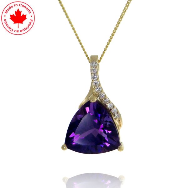Amethyst and Diamond Pendant in 10K - Click Image to Close