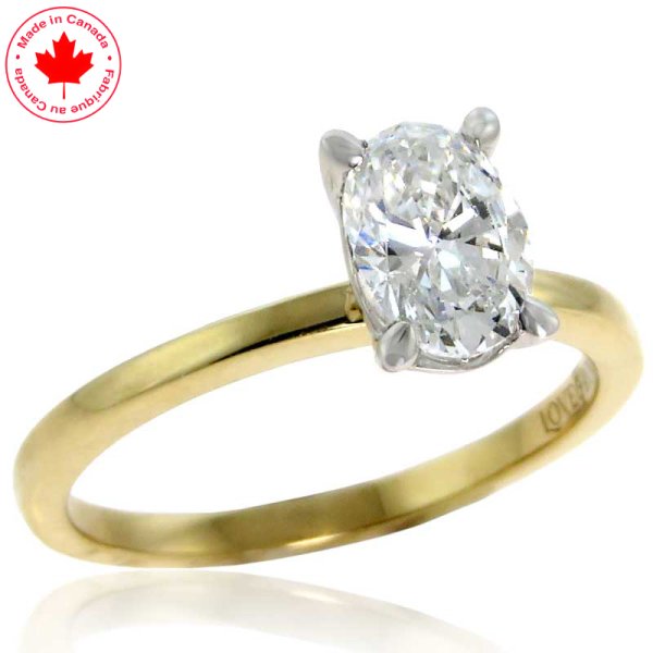 1.00ct Oval Cut Diamond Solitaire Ring in 14KY - Click Image to Close
