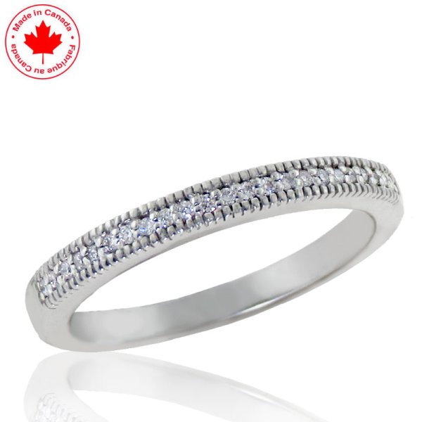 Millgrain Diamond Band in 14K White Gold - Click Image to Close