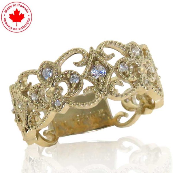 10K Yellow Diamond Filigree Band - Click Image to Close