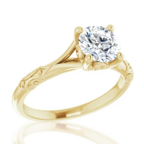 1.01ct Diamond Solitaire Ring with Scroll Designs - Click Image to Close