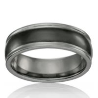 Tungsten 7mm Band with Black Ceramic Inset Dome