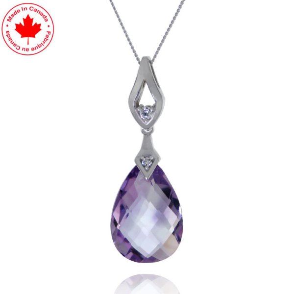 Lavender Quartz and Diamond Pendant in 10K - Click Image to Close