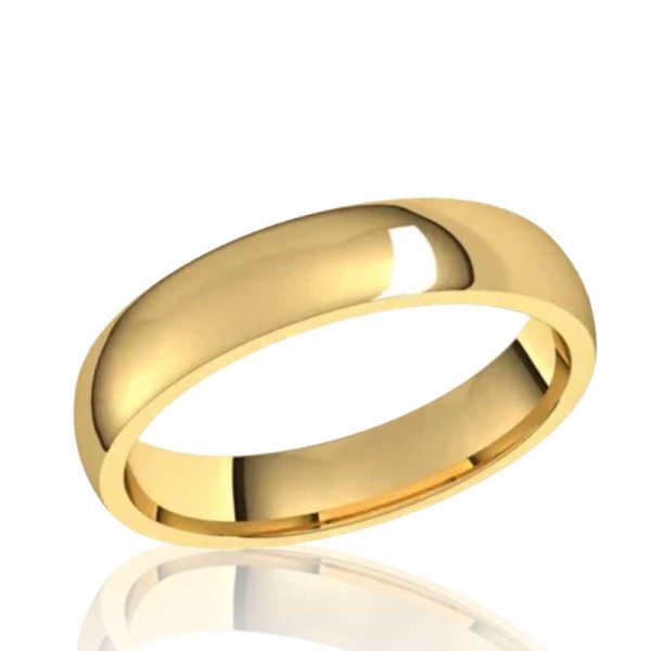 4mm Half Round Comfort Fit Band in 10K Yellow Gold - Click Image to Close