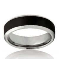 8mm Tungsten Flat Band with Wide Black Stripe