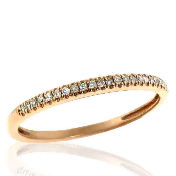French Claw Set Diamond Band in 10K Rose Gold - Click Image to Close