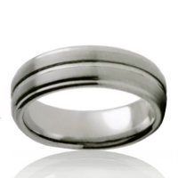 8mm Brushed Tungsten Band with Embossed Stripe
