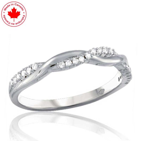 Twisted Diamond Band in 10K White Gold - Click Image to Close