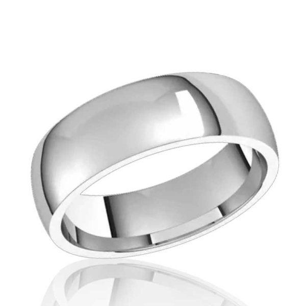5mm Half Round Comfort Fit Band in 10K White Gold - Click Image to Close