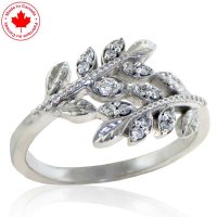Fern Leaf Diamond Ring in 10K White Gold