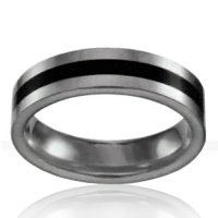 Natural Tungsten with Black Inlay 6mm Band