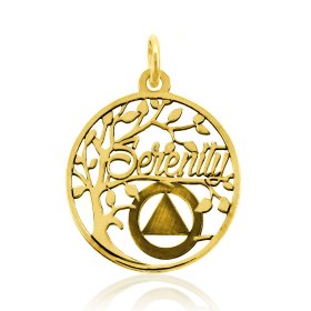 (image for) Gold AA Serenity Tree Pendant with Slogan