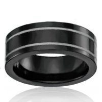 Back Tungsten Double Line 7mm Band