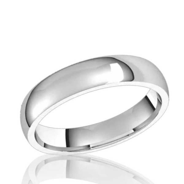 4mm Half Round Comfort Fit Band in 10K White Gold - Click Image to Close