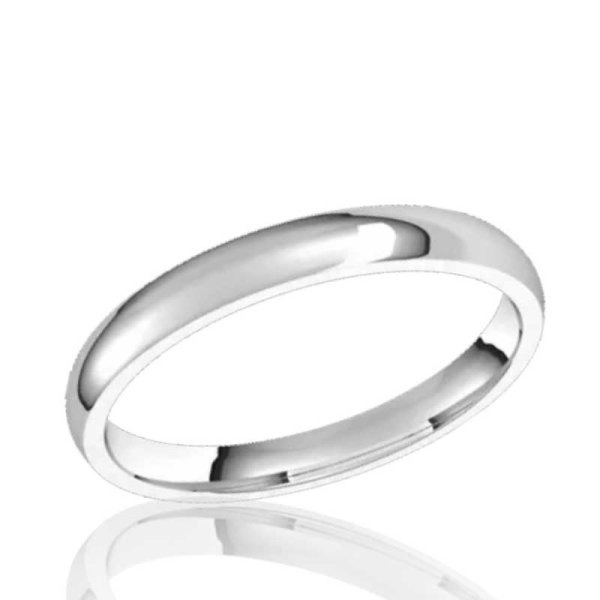 2.5mm Half Round Comfort Fit Band in 10K White Gold - Click Image to Close