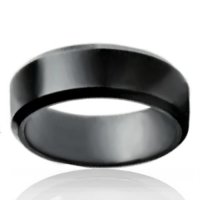 8mm Black Tungsten Flat Band with Brushed Centre