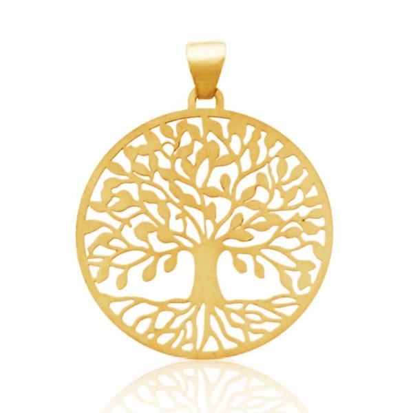 Large 1 1/4" Tree Of Life 10K Gold Pendant - Click Image to Close