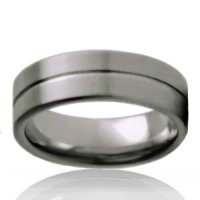 8mm Tungsten Flat Brushed Band with Line