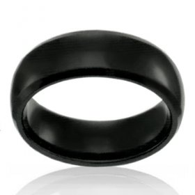 8mm Black Tungsten Half Round Band