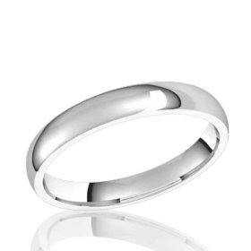 3mm Half Round Comfort Fit Band in 10K White Gold