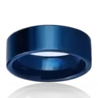 8mm Brushed Blue Tungsten Flat Band