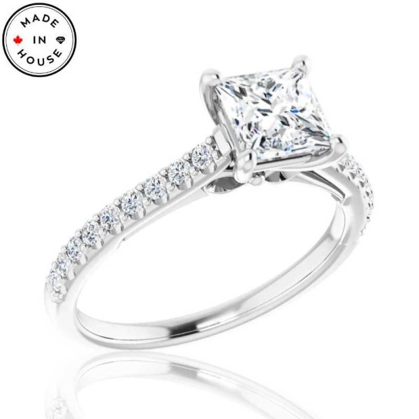 1.27 14K tw Square Brilliant Diamond Engagement Ring - Click Image to Close